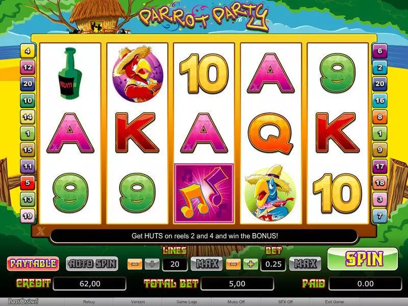 Parrot Party bwin.party Slots - Main Screen Reels