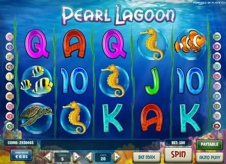Pearl Lagoon Play'n GO Slots - Main Screen Reels