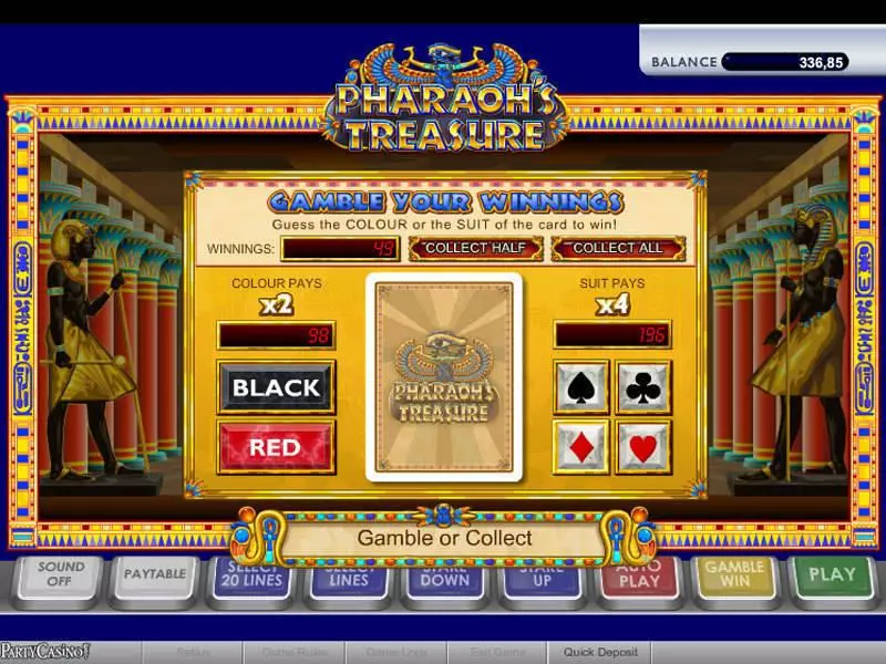 Pharaoh's Treasure bwin.party Slots - Gamble Screen