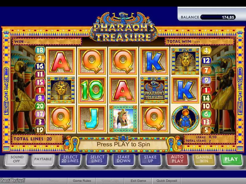 Pharaoh's Treasure bwin.party Slots - Main Screen Reels