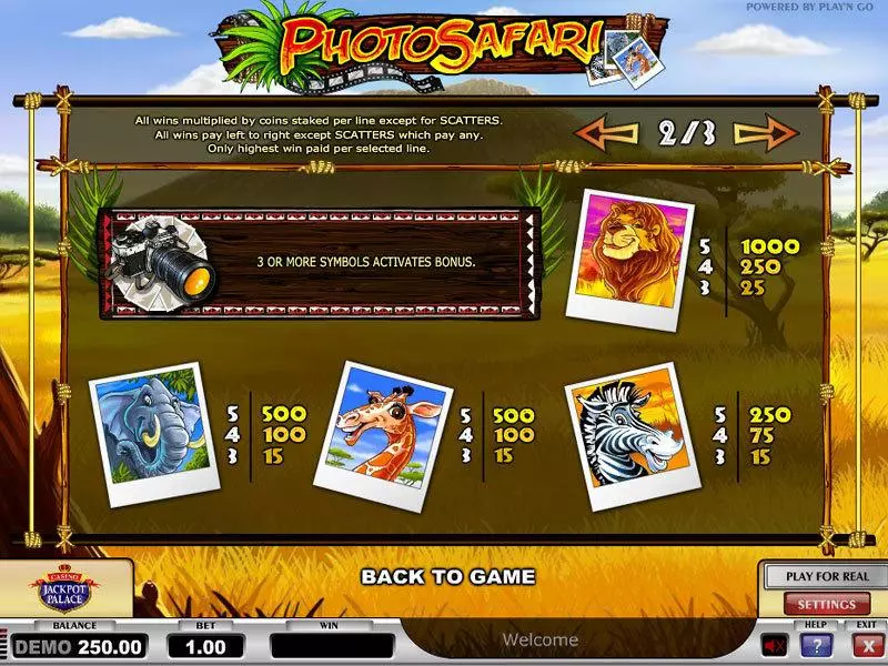 Photo Safari Play'n GO Slots - Info and Rules