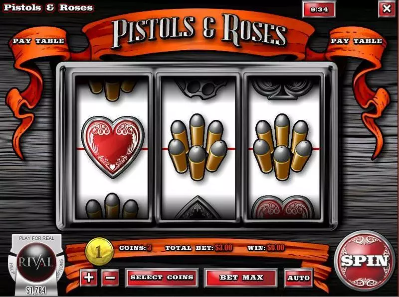 Pistols & Roses Rival Slots - Main Screen Reels