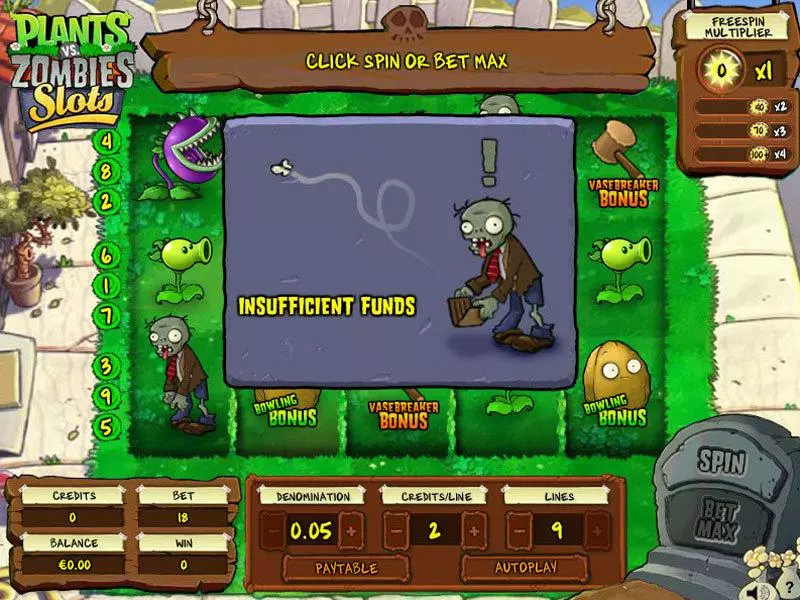 Plants vs. Zombies GTECH Slots - Main Screen Reels