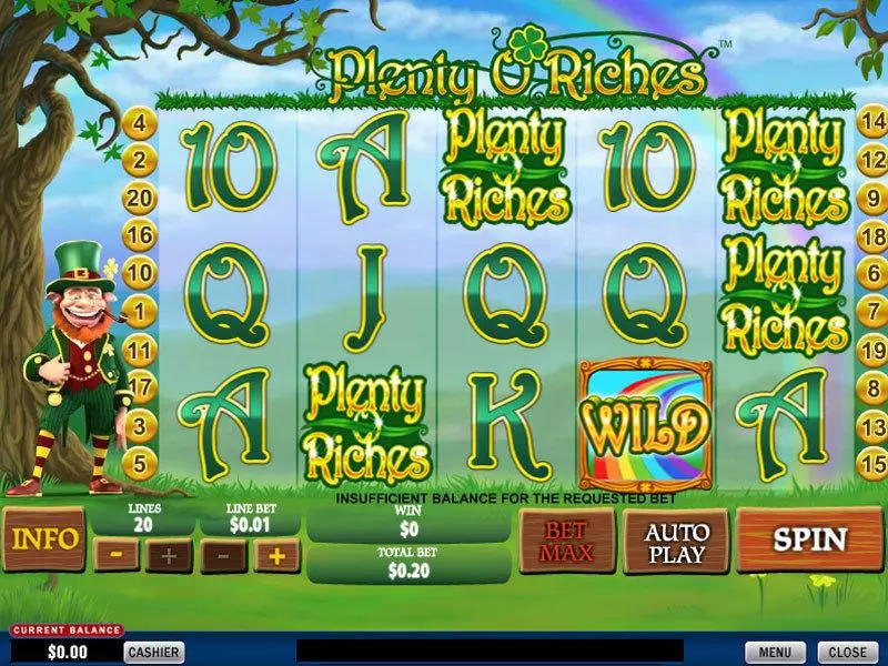 Plenty O'Riches PlayTech Slots - Main Screen Reels
