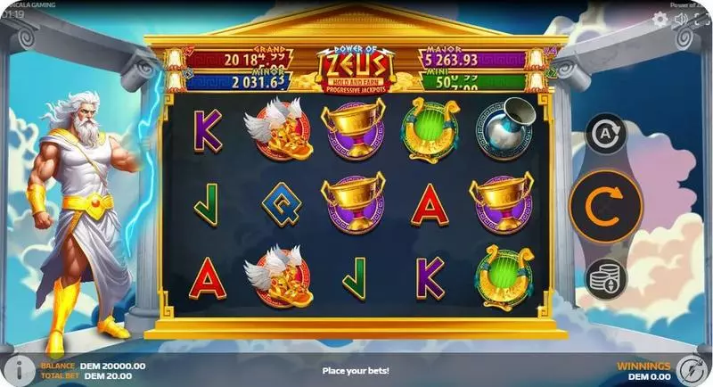 Power of Zeus Mancala Gaming Slots - Main Screen Reels