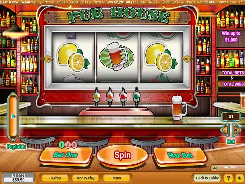 Pub House NeoGames Slots - Main Screen Reels