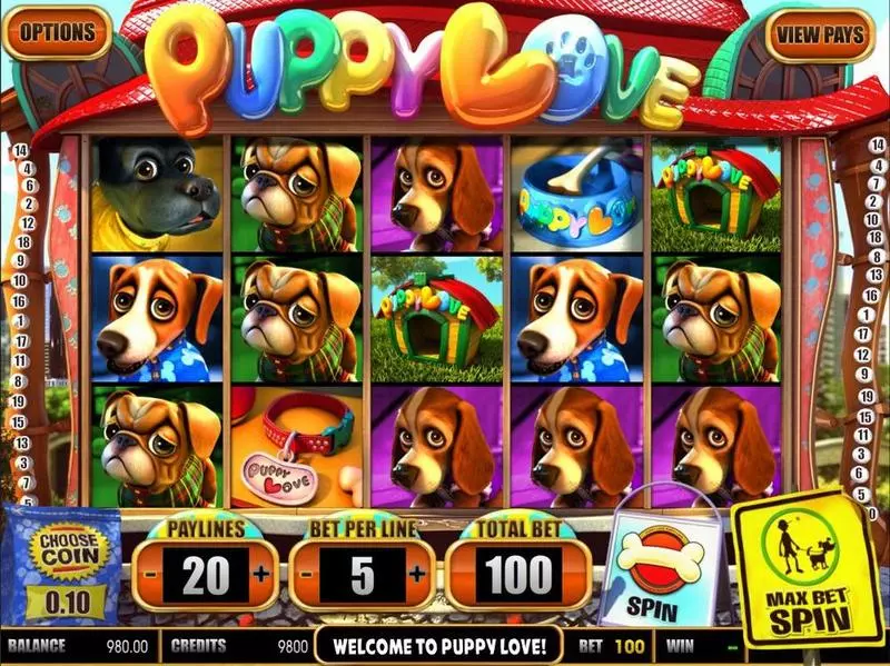 Puppy Love BetSoft Slots - Introduction Screen