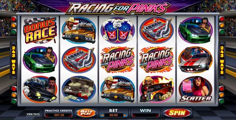 Racing For Pinks Microgaming Slots - Main Screen Reels