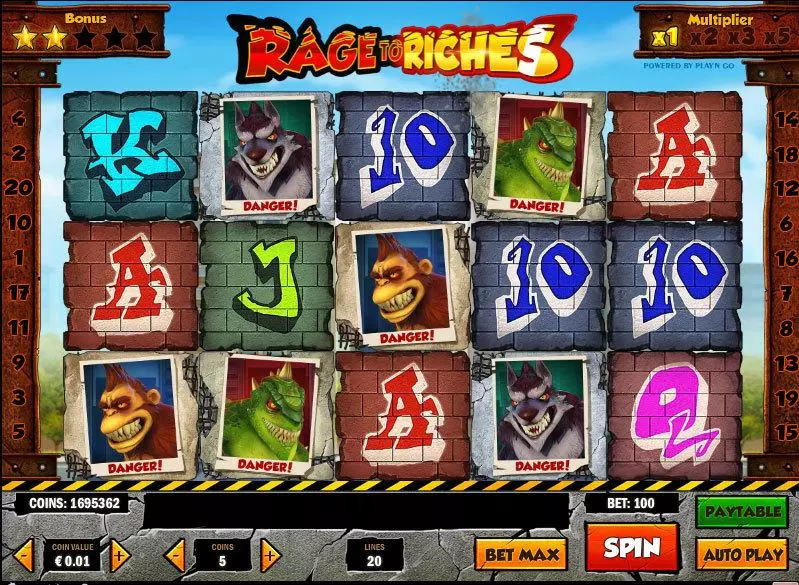 Rage to Riches Play'n GO Slots - Main Screen Reels