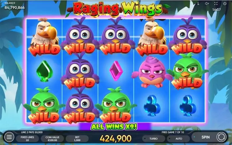 Raging Wings Endorphina Slots - Main Screen Reels