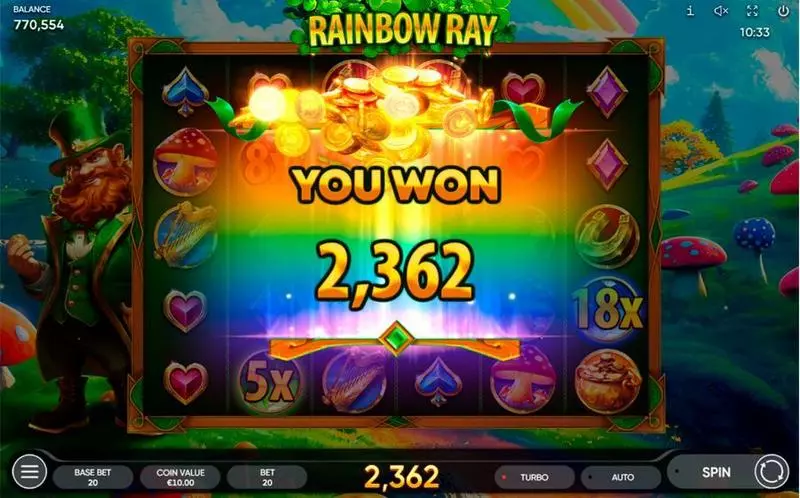 Rainbow Ray Endorphina Slots - Winning Screenshot