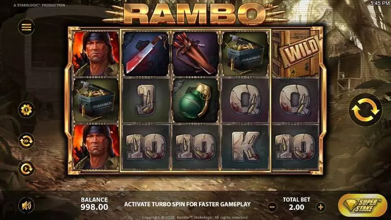 Rambo StakeLogic Slots - Main Screen Reels