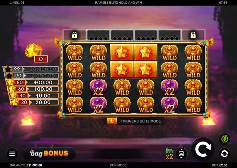 Ramses Blitz Hold and Win Kalamba Games Slots - Main Screen Reels