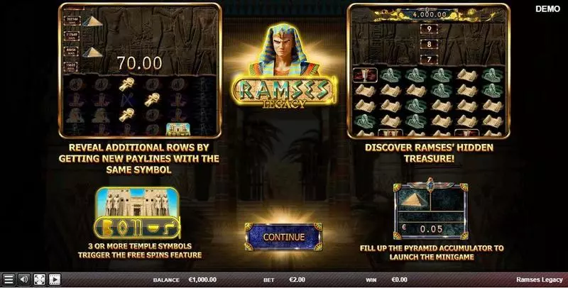 Ramses Legacy Red Rake Gaming Slots - Info and Rules