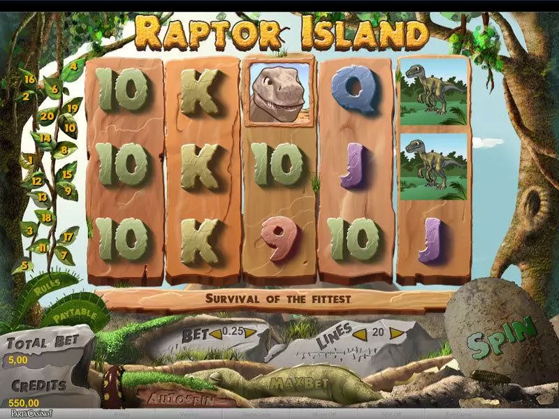 Raptor Island bwin.party Slots - Main Screen Reels