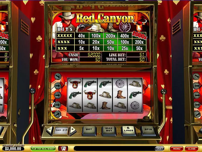 Red Canyon PlayTech Slots - Main Screen Reels