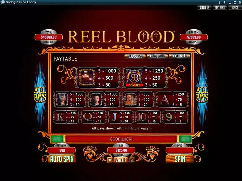 Reel Blood RTG Slots - Info and Rules