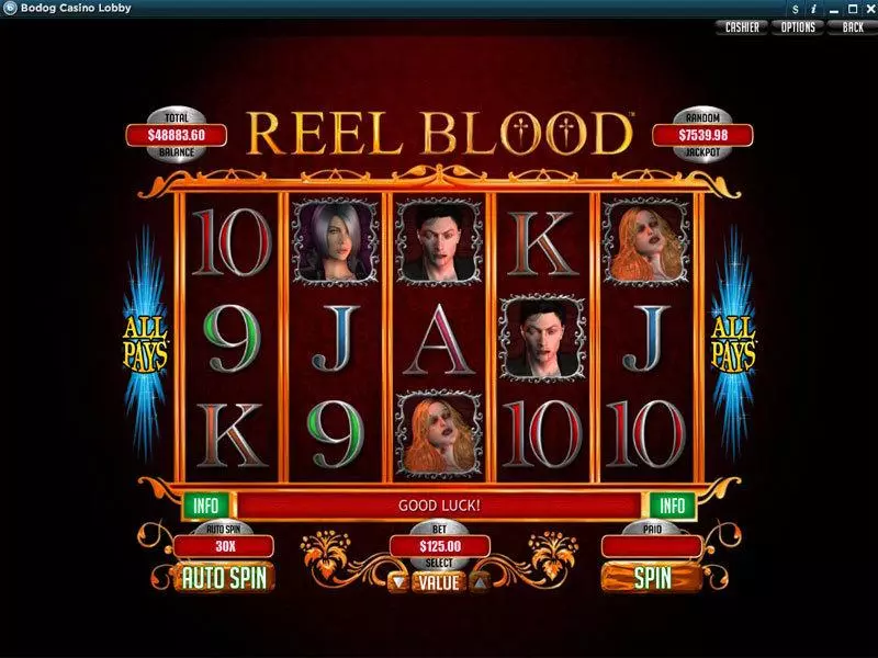 Reel Blood RTG Slots - Main Screen Reels