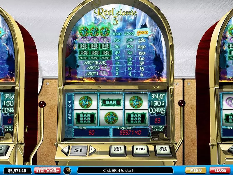 Reel Classic 3 Fantasy PlayTech Slots - Main Screen Reels