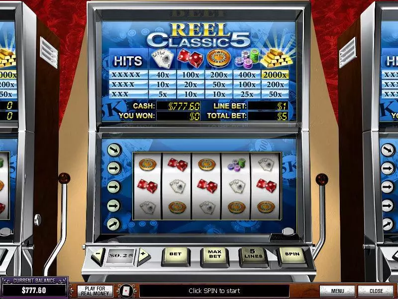 Reel Classic 5 Casino PlayTech Slots - Main Screen Reels