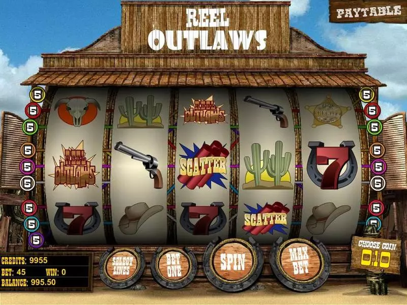 Reel Outlaws BetSoft Slots - Introduction Screen