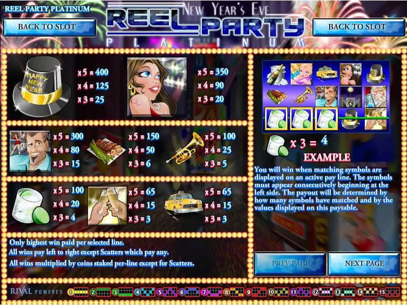 Reel Party Platinum Rival Slots - Info and Rules