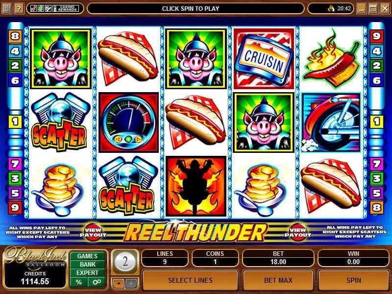 Reel Thunder Microgaming Slots - Main Screen Reels