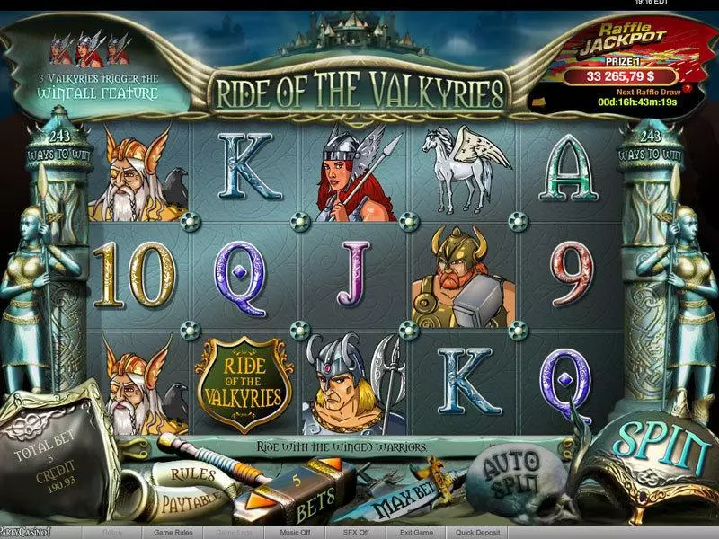 Ride of the Valkyries Raffle bwin.party Slots - Main Screen Reels