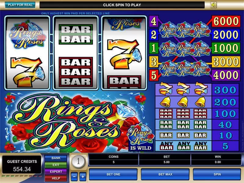 Rings and Roses Microgaming Slots - Main Screen Reels