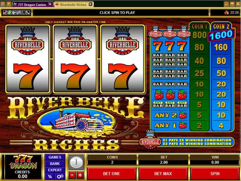 River Belle Riches Microgaming Slots - Main Screen Reels
