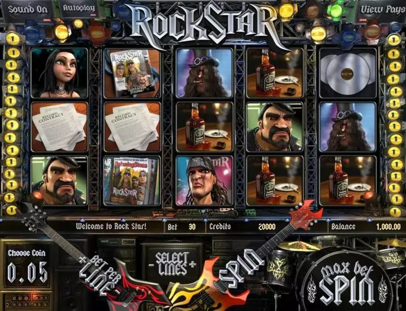 Rock Star BetSoft Slots - Main Screen Reels