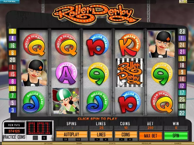 Roller Derby Genesis Slots - Main Screen Reels