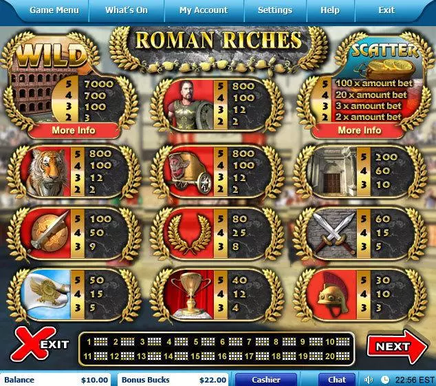 Roman Riches Leap Frog Slots - Info and Rules