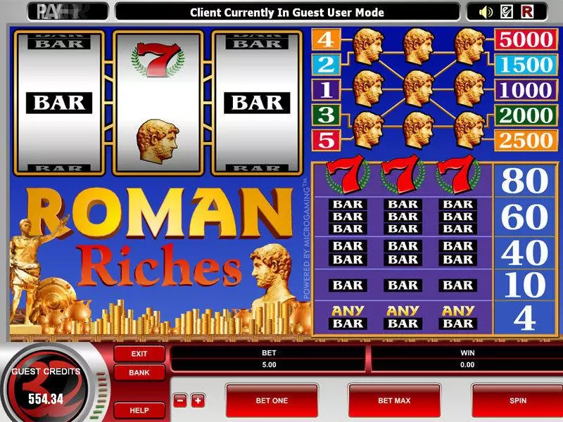 Roman Riches Microgaming Slots - Main Screen Reels