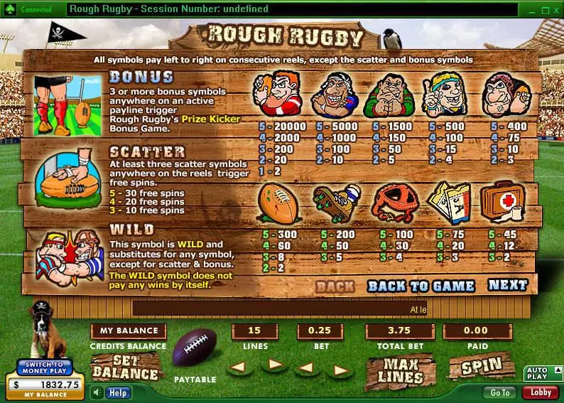 Rough Rugby 888 Slots - Info and Rules