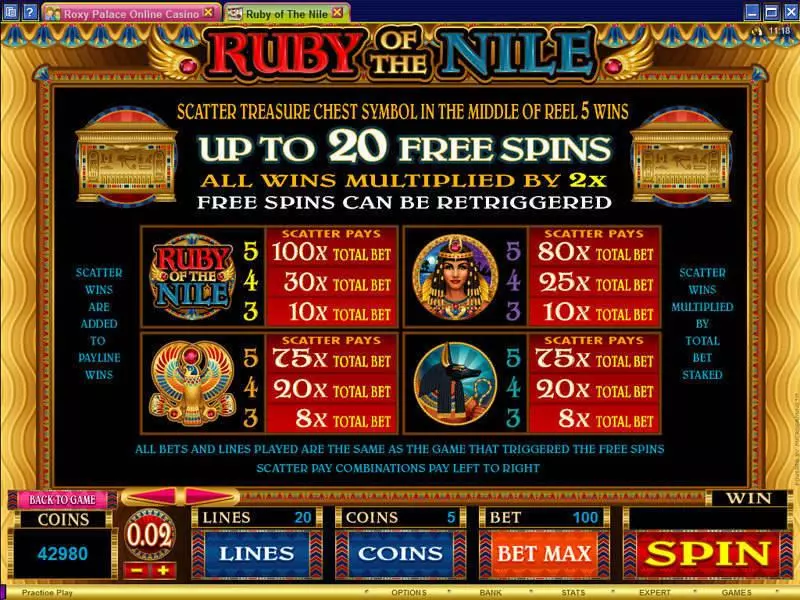 Ruby of the Nile Microgaming Slots - Info and Rules