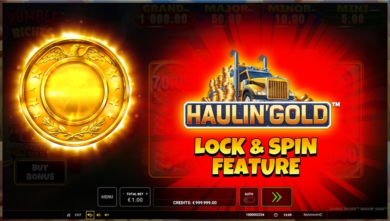 Rumble Riches - Haulin Gold Greentube Slots - Free Spins Feature