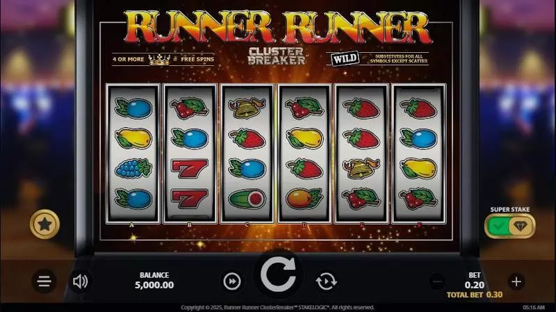 Runner Runner ClusterBreaker StakeLogic Slots - Main Screen Reels