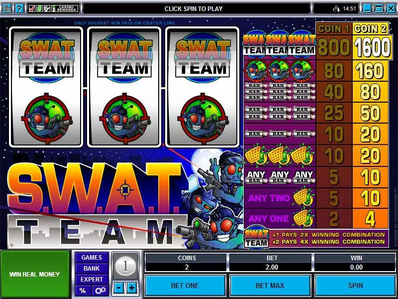 S.W.A.T. Team Microgaming Slots - Main Screen Reels