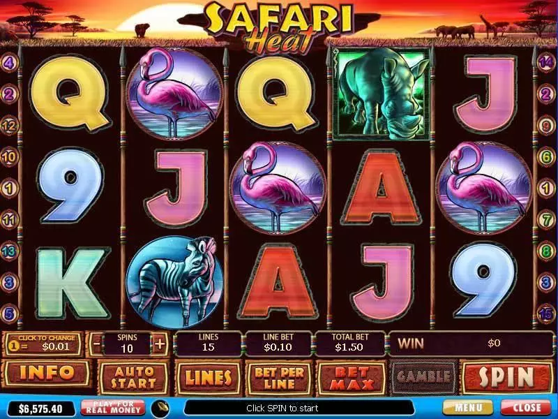 Safari Heat PlayTech Slots - Main Screen Reels