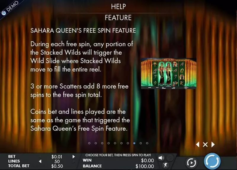 Sahara Queen Genesis Slots - Info and Rules