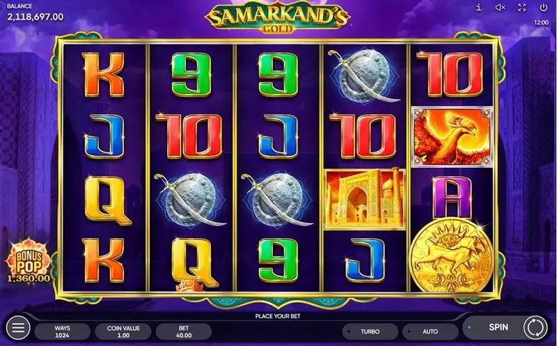 Samarkand's Gold Endorphina Slots - Main Screen Reels