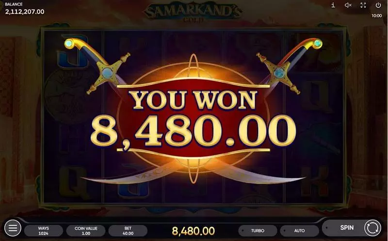 Samarkand's Gold Endorphina Slots - Winning Screenshot