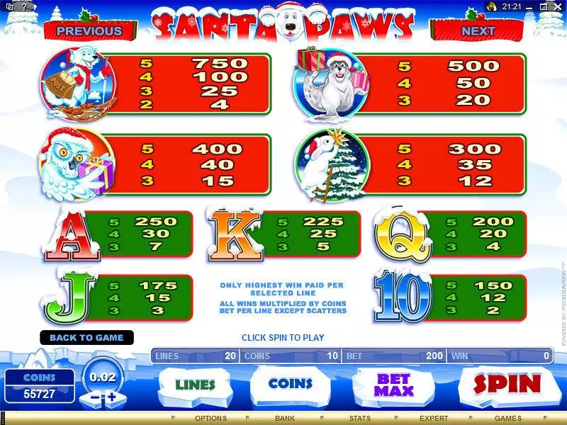 Santa Paws Microgaming Slots - Info and Rules