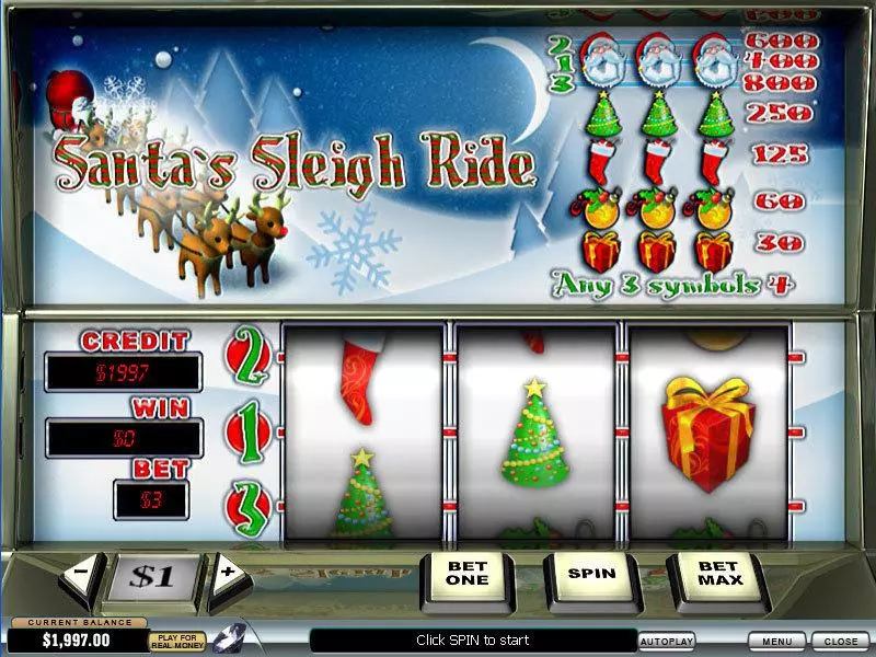 Santa's Sleigh Ride PlayTech Slots - Main Screen Reels