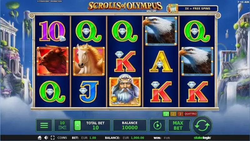 Scrolls of Olympus StakeLogic Slots - Main Screen Reels