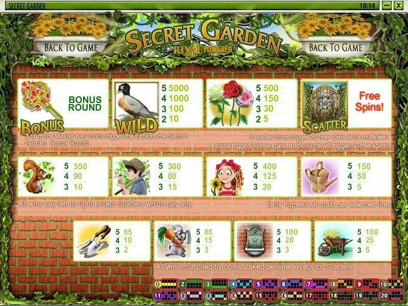 Secret Garden Rival Slots - Info and Rules