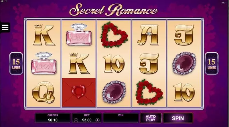 Secret Romance Microgaming Slots - Main Screen Reels