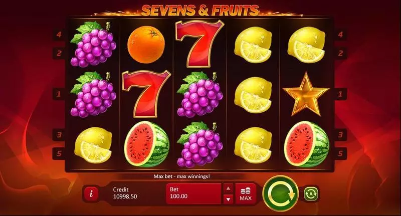 Sevens & Fruits Playson Slots - Main Screen Reels