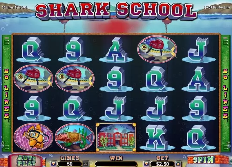 Shark School RTG Slots - Main Screen Reels